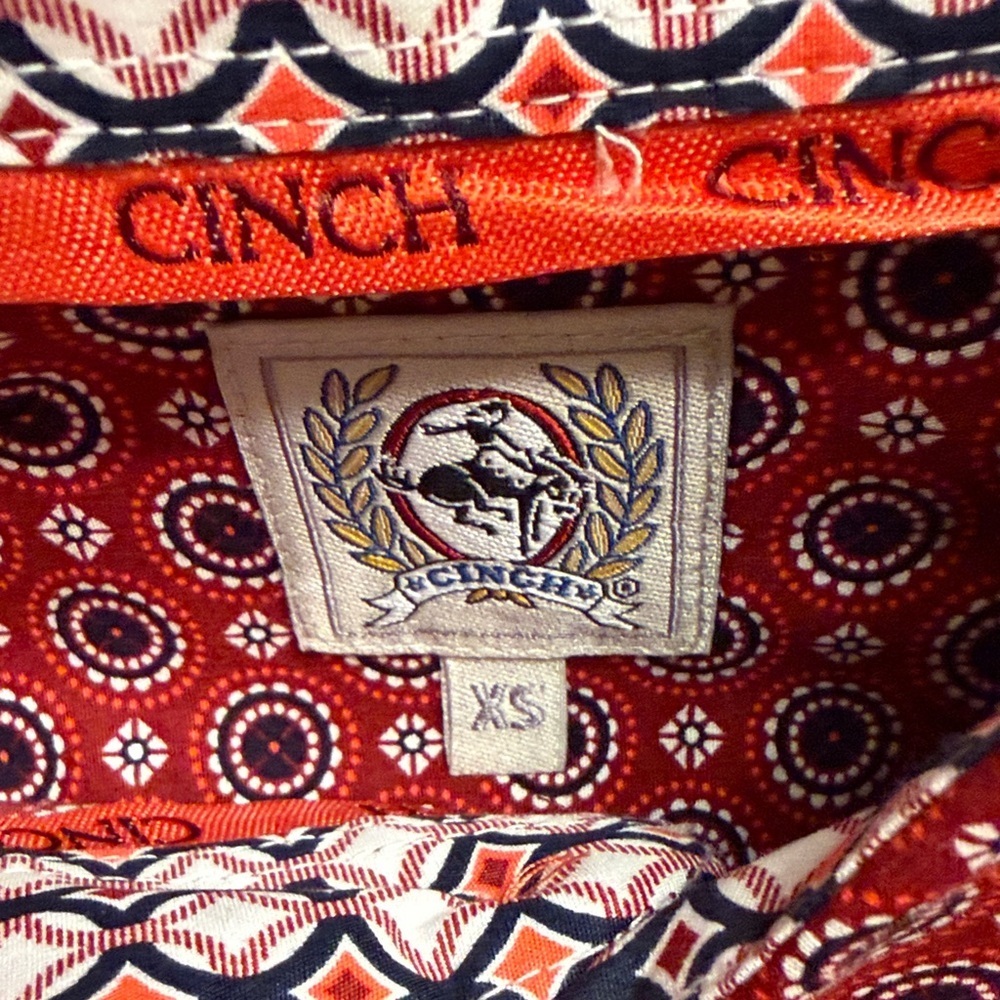 Cinch dark Red Geometric Button Down Shirt XS - Picture 3 of 6